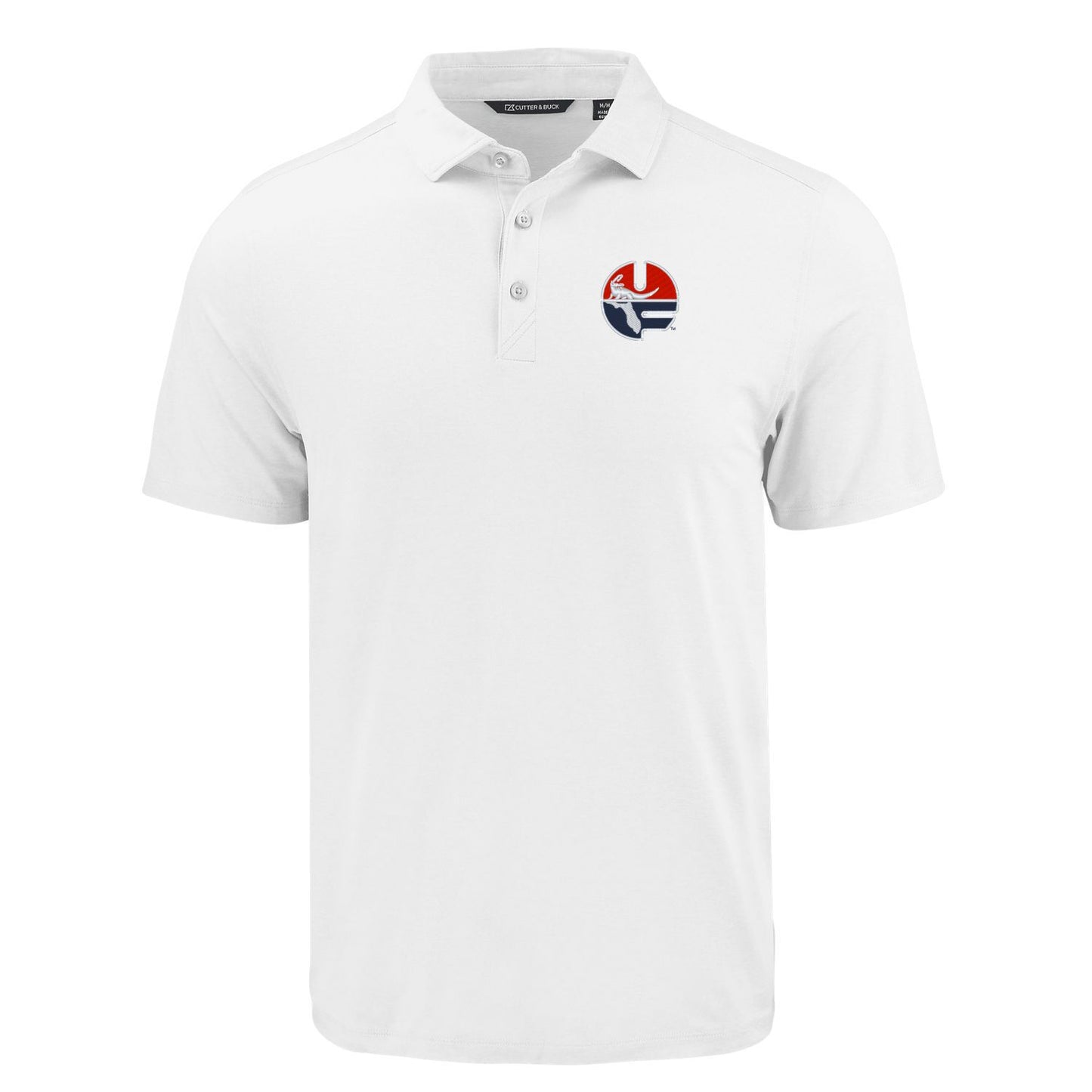NCAA Florida Gators Cutter & Buck White Coastline Recycled Double Peached Mens Polo