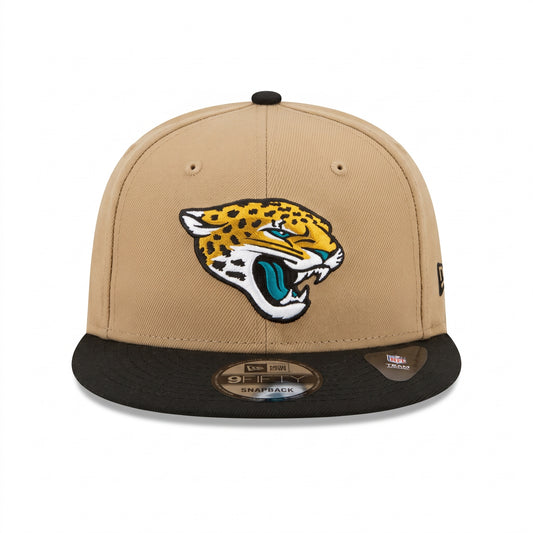 NFL Jacksonville Jaguars New Era 9FIFTY Snapback Hat - Khaki 2-Tone
