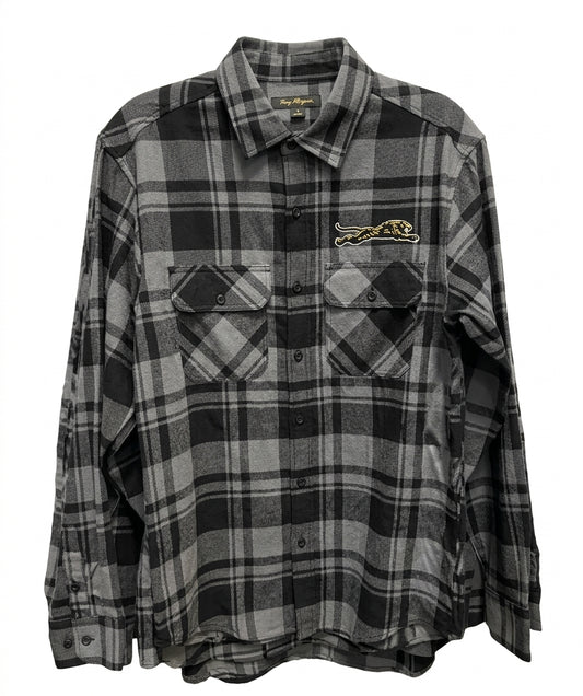 Jaguars Leaping Prowler Jaguar Plaid Black & Gray Flannel Long Sleeve Shirt