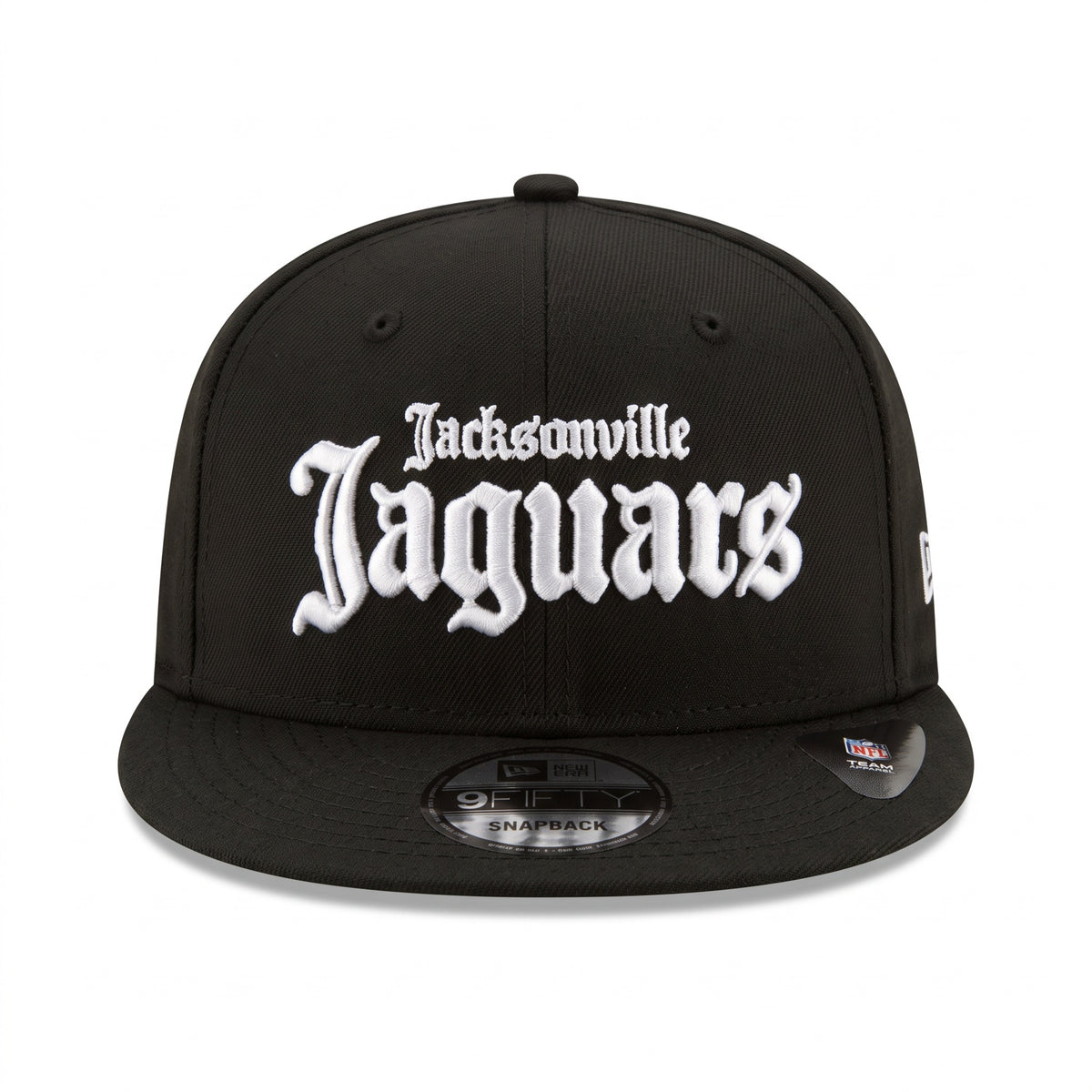 New Era Black Jacksonville Jaguars Gothic Script 9FIFTY Snapback Hat