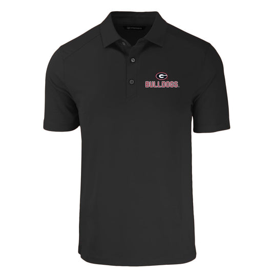 NCAA Georgia Bulldogs Cutter & Buck Black Forge Recycled Four-Way Stretch Mens Polo