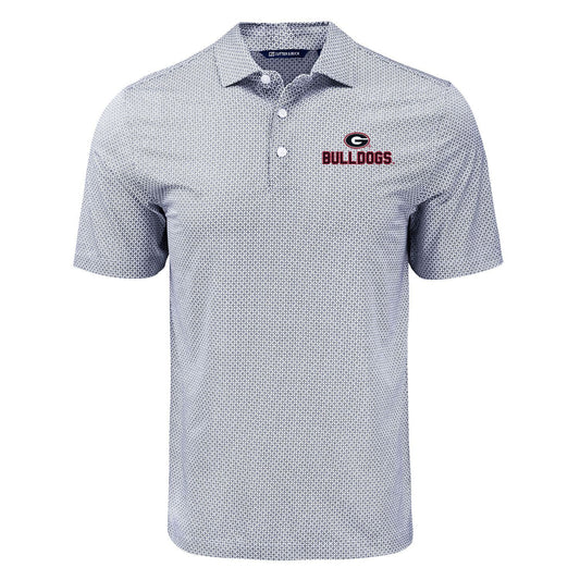 NCAA Georgia Bulldogs Cutter & Buck Black Pike Recycled Diamond Dot Print Mens Polo