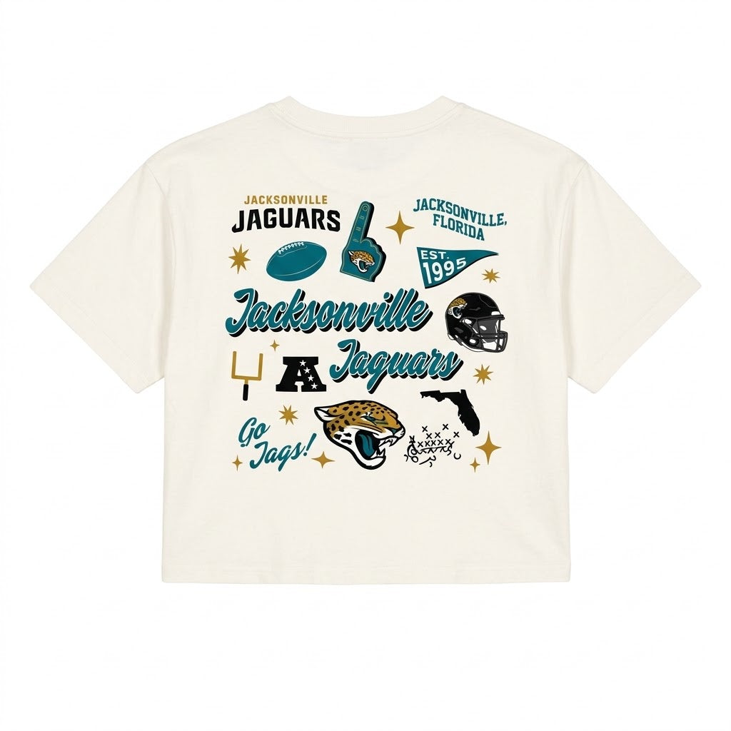 Jacksonville Jaguars 47 Brand Play Maker Ivory Crop Top