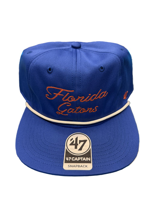 Florida Gators Captain Snapback Rope Hats Script Florida Gators  Blue 47 Brand