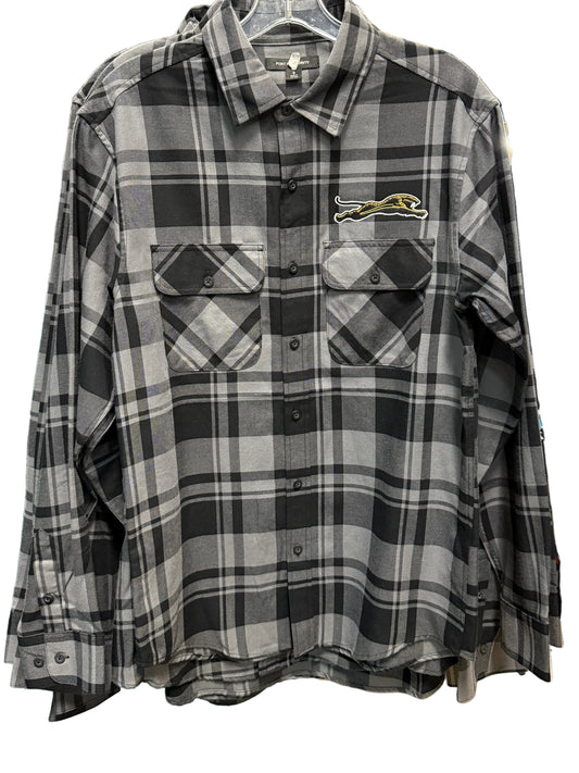 Jaguars Leaping Prowler Jaguar Plaid Black & Gray Flannel Long Sleeve Shirt