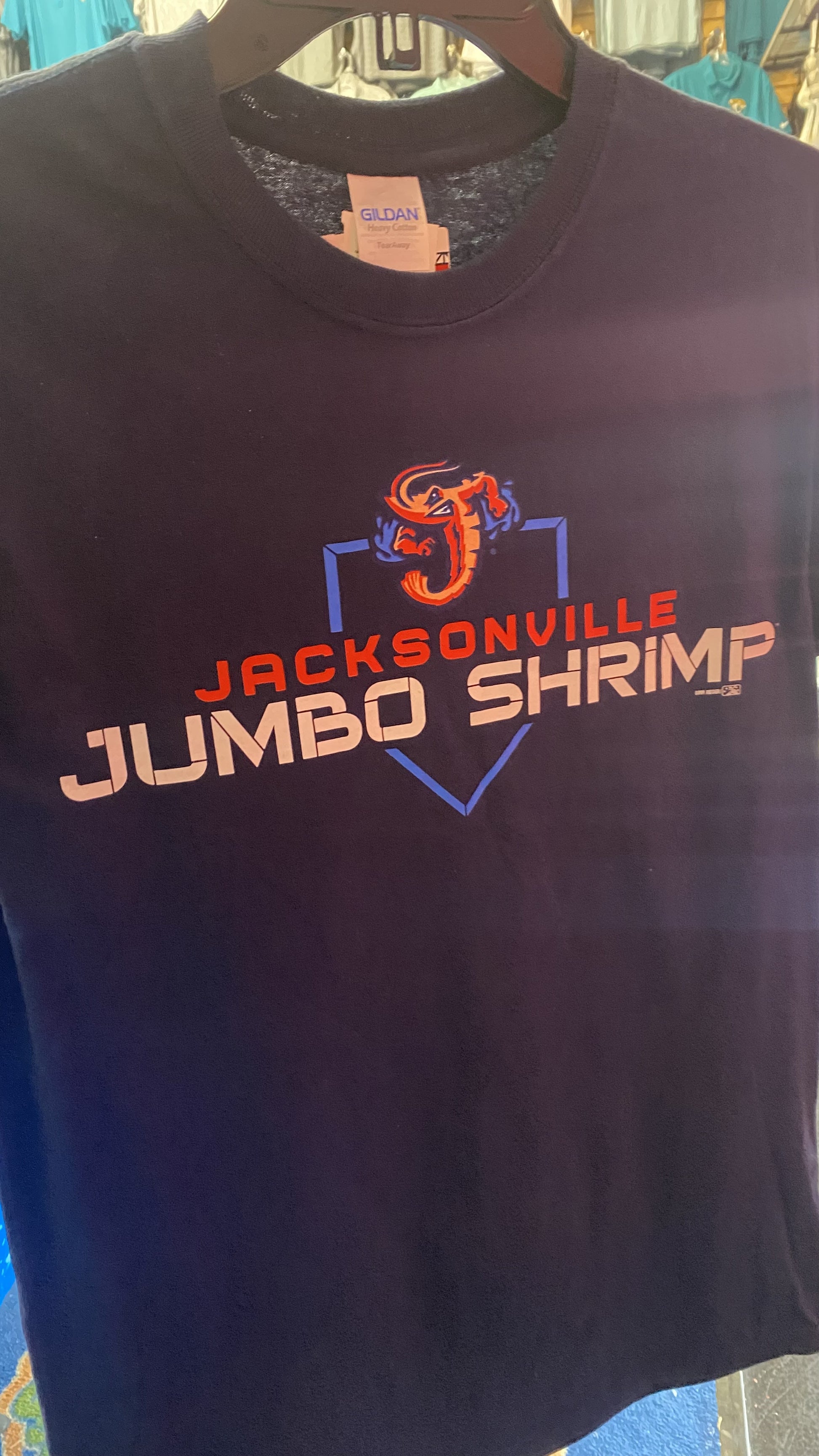 Jacksonville Jumbo Shrimp Brimm Ridder Baseball Field Navy Blue T-Shirt