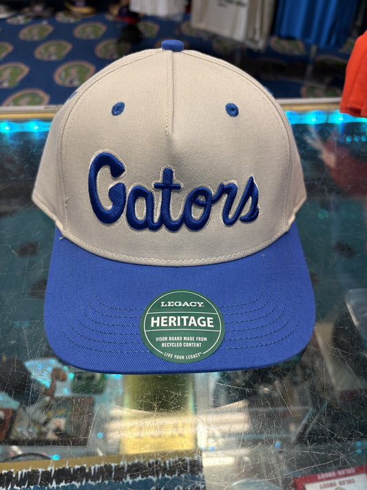 University of Florida Gators Legacy heritage Gators scripted Cream/Blue Hat