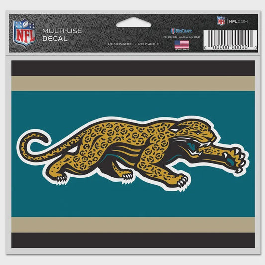 Jacksonville Jaguars Classic Logo Multi-Use Decal -Clear Bckrgd 5" x 6"