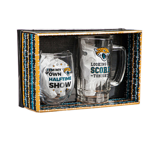 Jacksonville Jaguars Stemless 17OZ Wine & Beer 16 OZ Gift Set