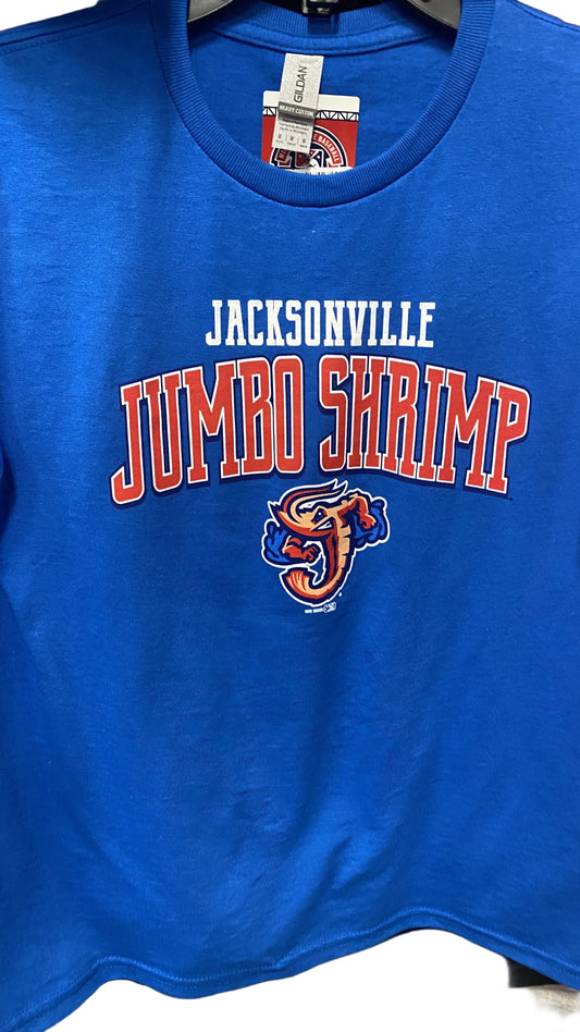Jacksonville jumbo Shrimp Brimm Ridder YOUTH Blue Baseball T-Shirt - officially licensed fan gear
