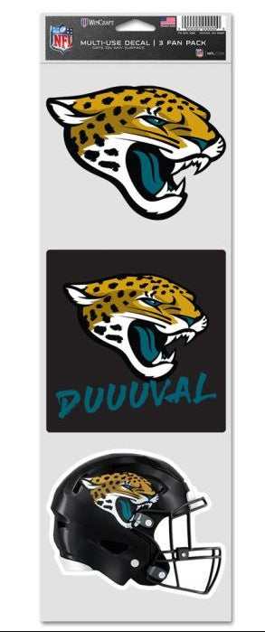 Jacksonville Jaguars Wincraft Multi-Use Decal - 3 Pack - officially licensed fan gear