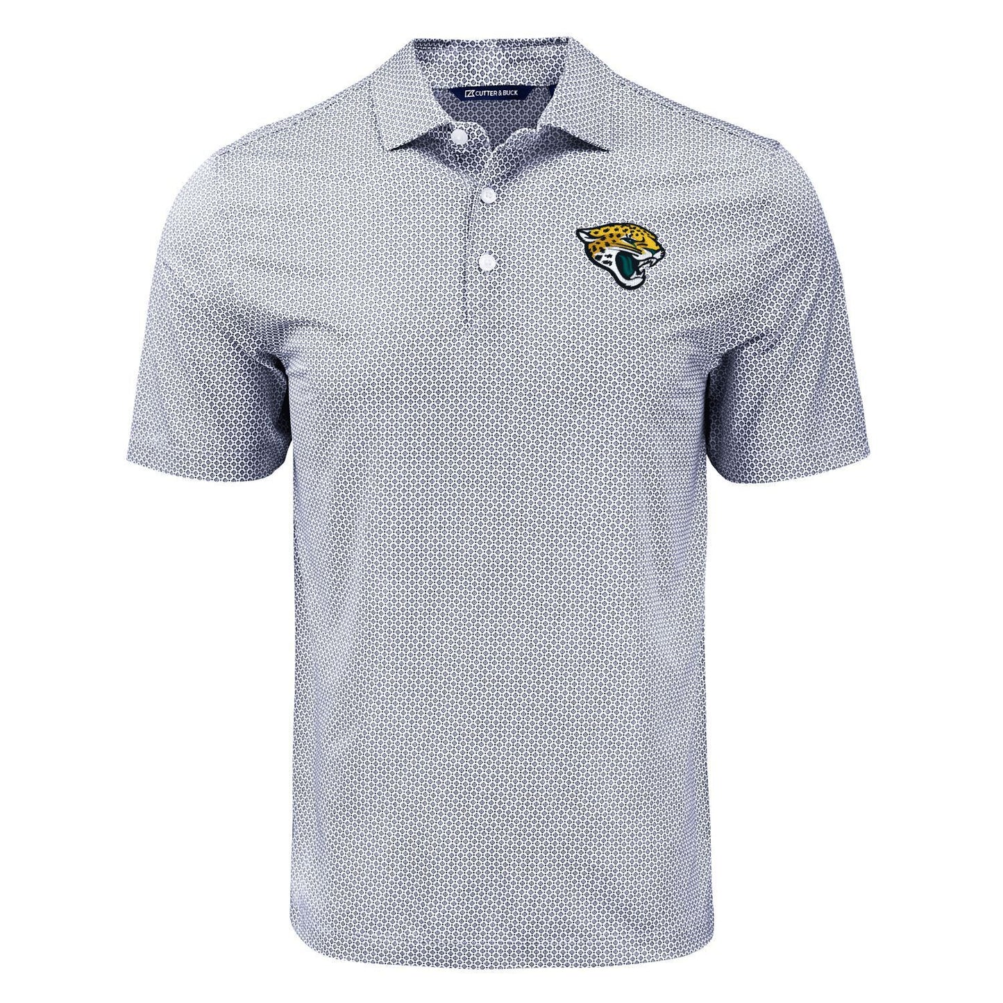 NFL Jacksonville Jaguars Cutter & Buck Black Pike Recycled Diamond Dot Print Mens Polo