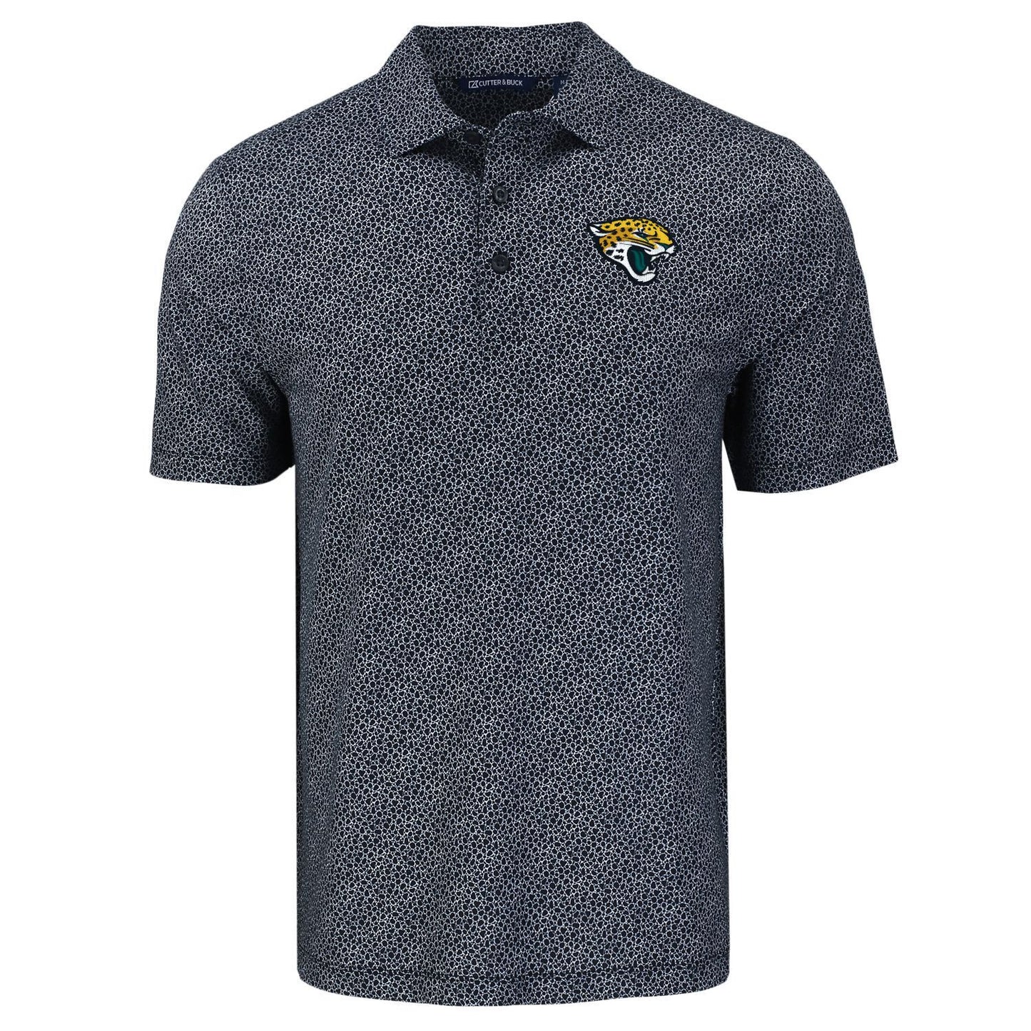 NFL Jacksonville Jaguars Cutter & Buck Black/White Pike Recycled Pebble Print Mens Polo