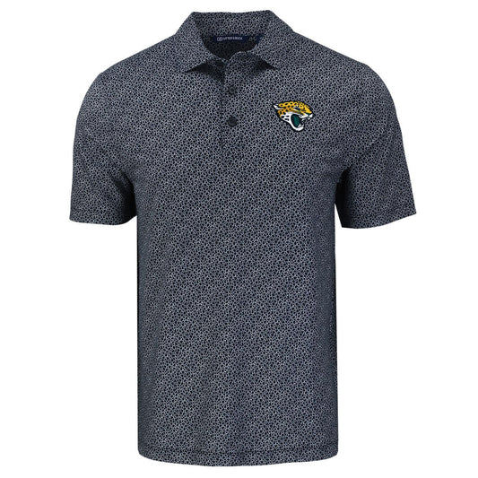 NFL Jacksonville Jaguars Cutter & Buck Black/White Pike Recycled Pebble Print Mens Polo