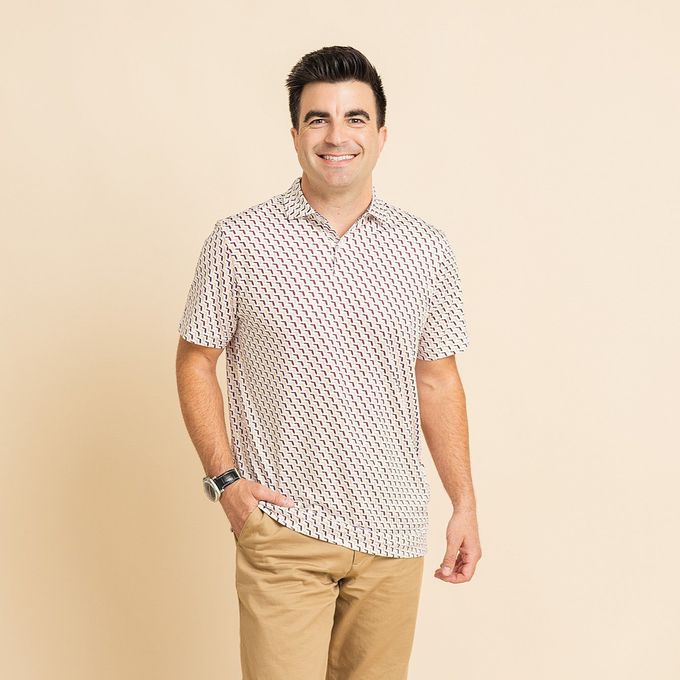 FSU Garnet & Gold State Pride Polo — on-model