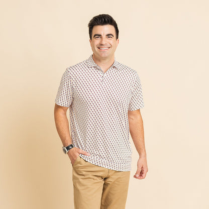FSU Garnet & Gold State Pride Polo — on-model