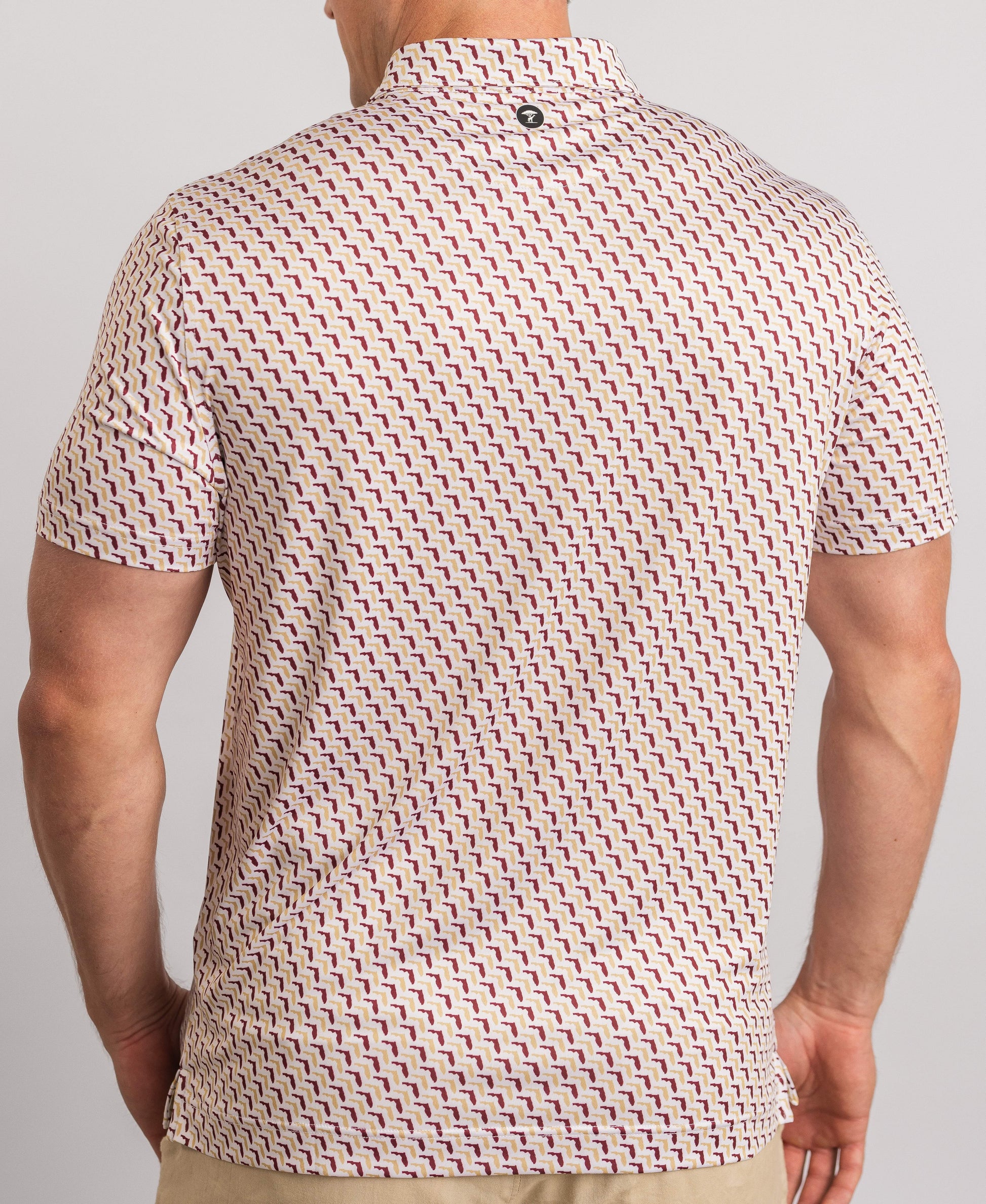 FSU Garnet & Gold State Pride Polo — on-model
