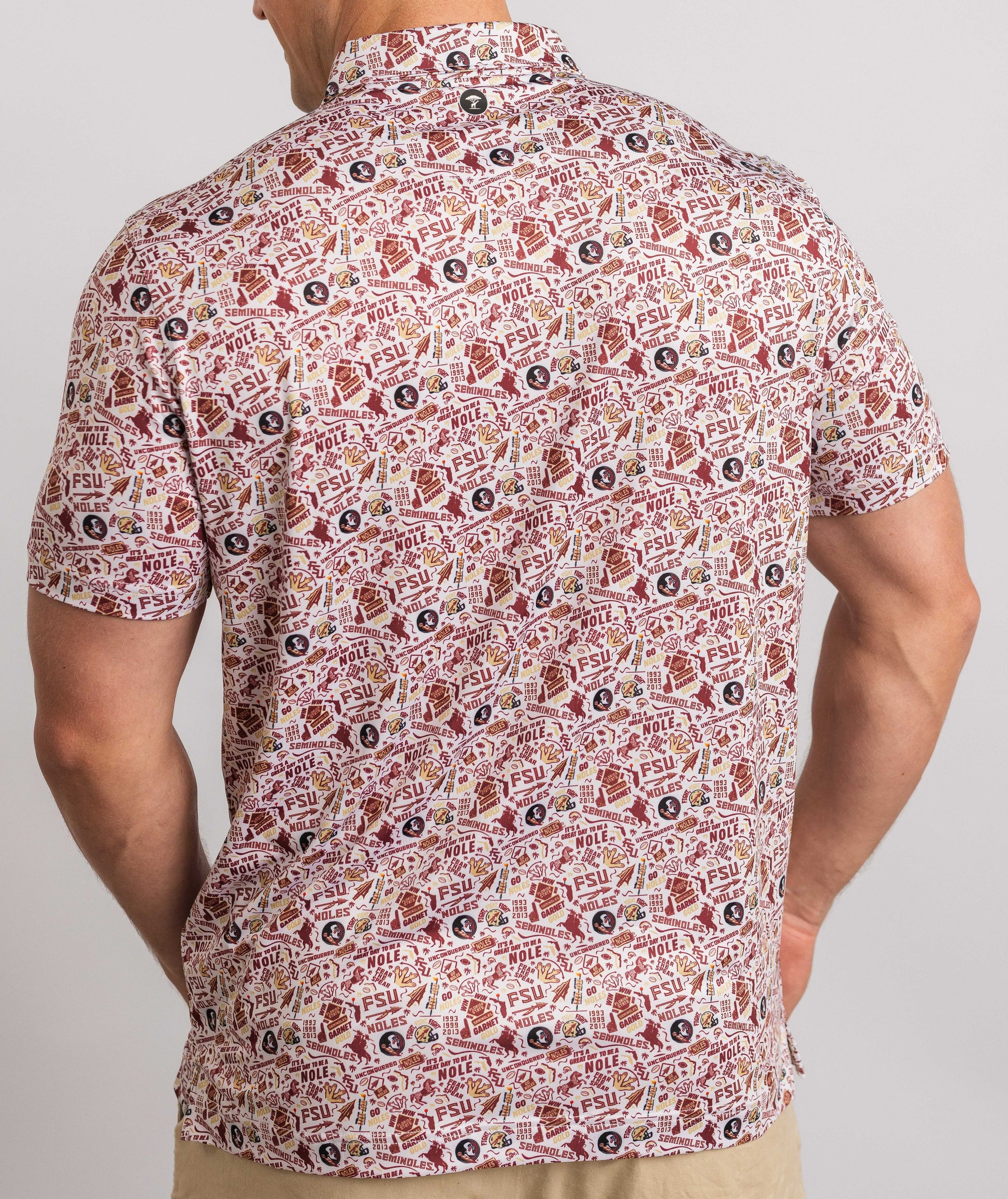 FSU Nole Gameday Print Polo — on-model