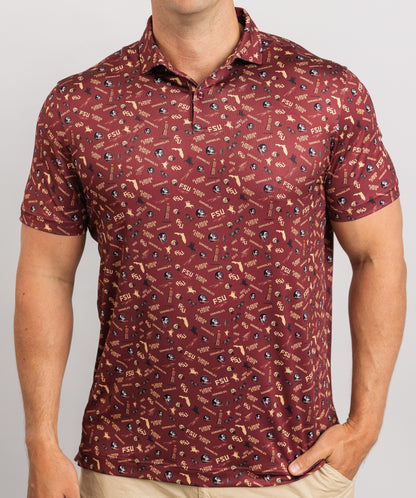 FSU Seminole Safari Print Polo — on-model