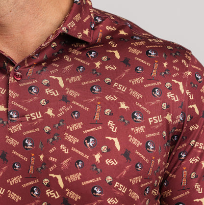 FSU Seminole Safari Print Polo — on-model