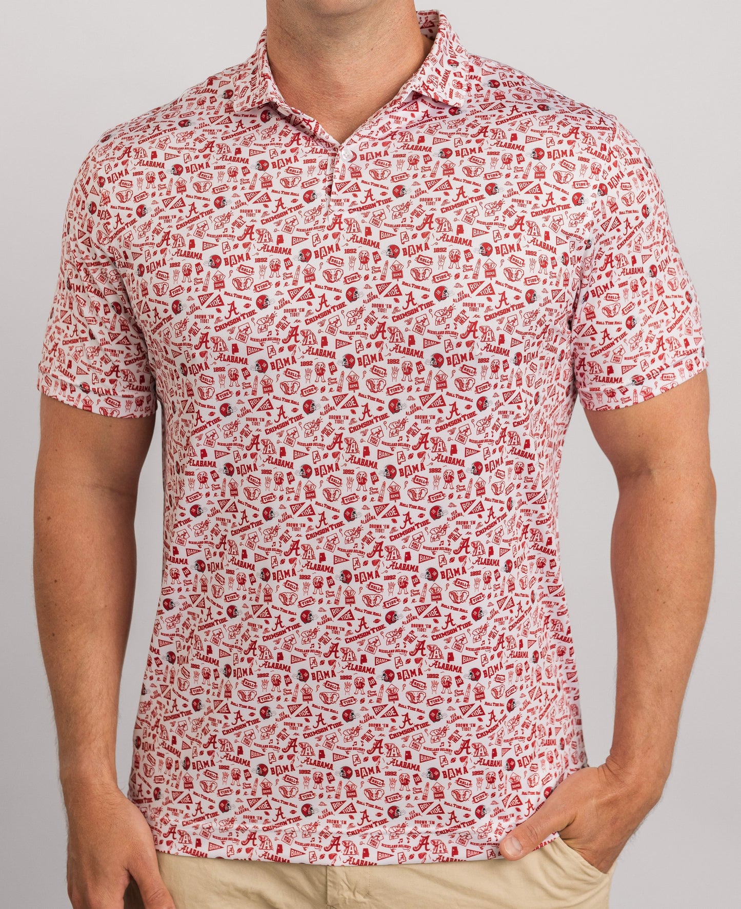 Alabama Bama Gameday Polo — on-model