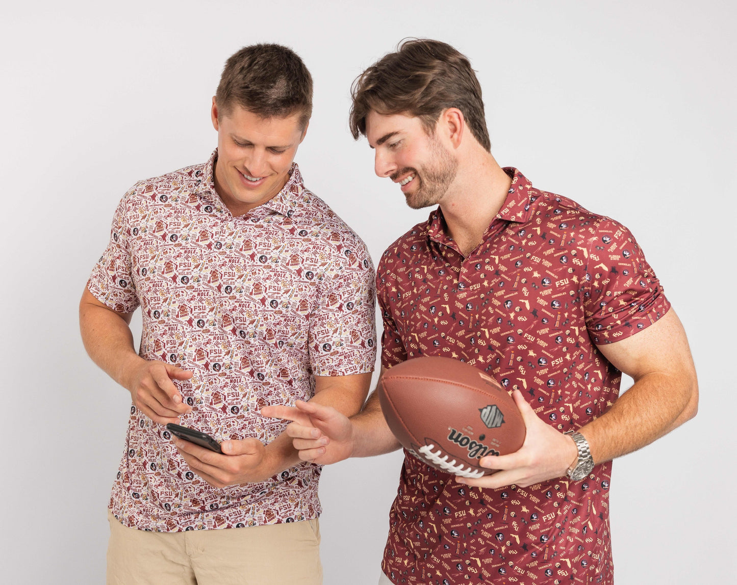 FSU Nole Gameday Print Polo — on-model