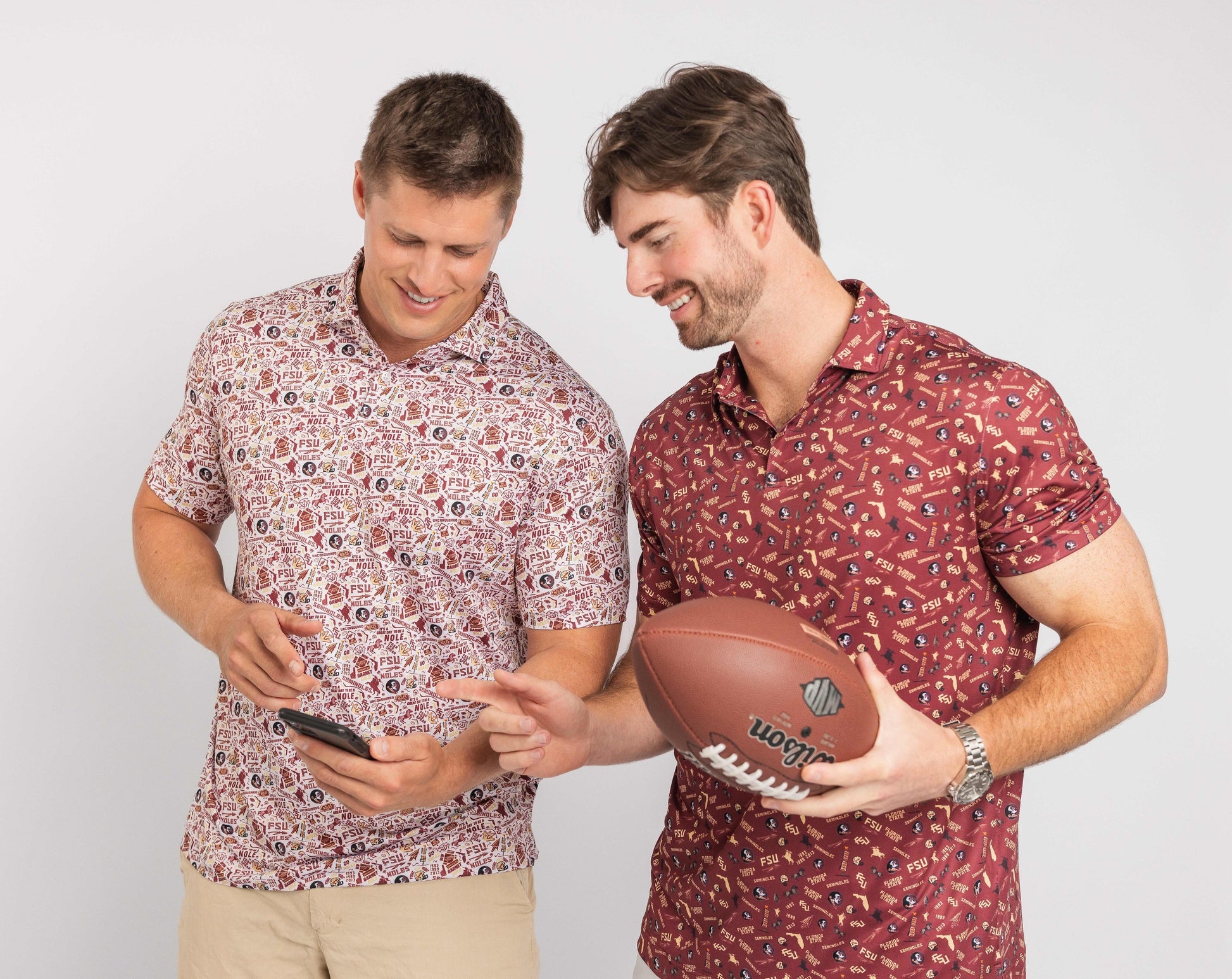 FSU Nole Gameday Print Polo — on-model