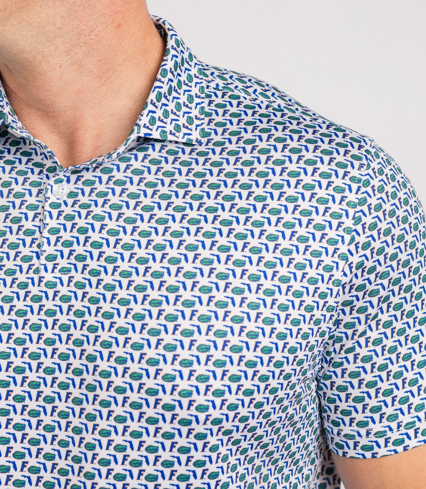 UF Old Florida Print Polo — on-model