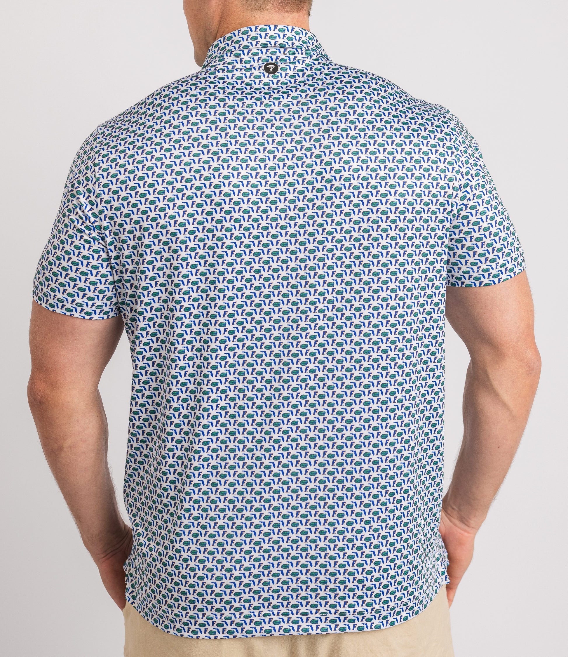 UF Old Florida Print Polo — on-model