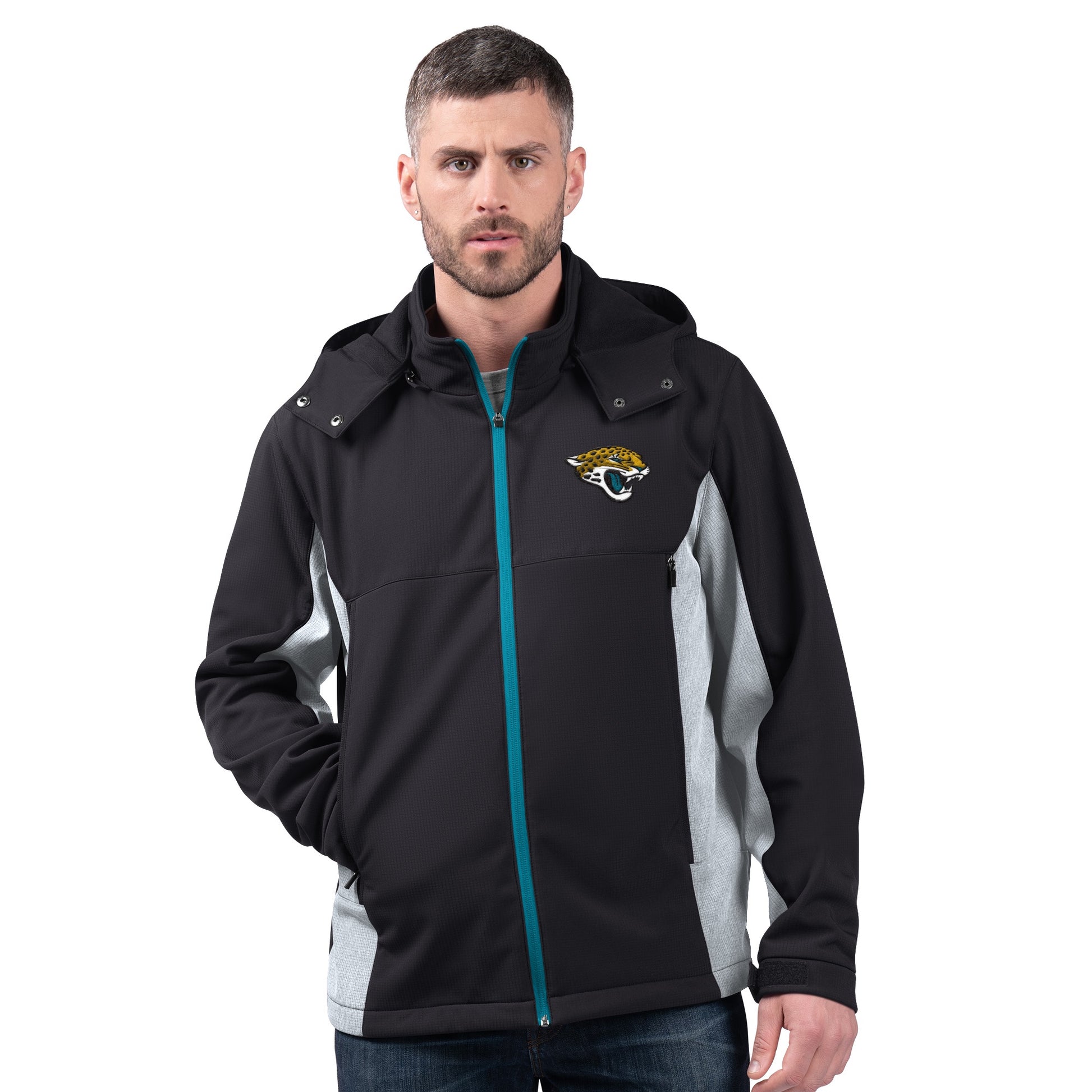 Jacksonville Jaguars Full Zip Pocketed Poly Hooded Jacket L