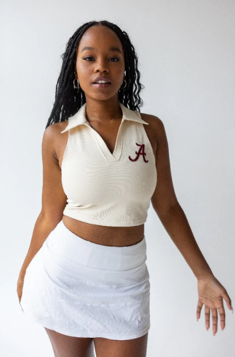 University of Alabama Roll Tide Gameday Social Collar Patched Crop Tank