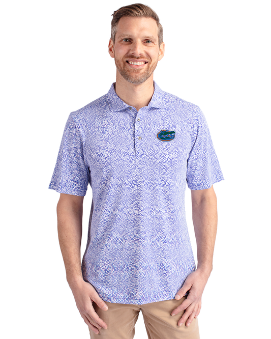 Florida Gators Cutter & Buck Head Logo Virtue Eco Pique Botanical DryTec Polo Blue