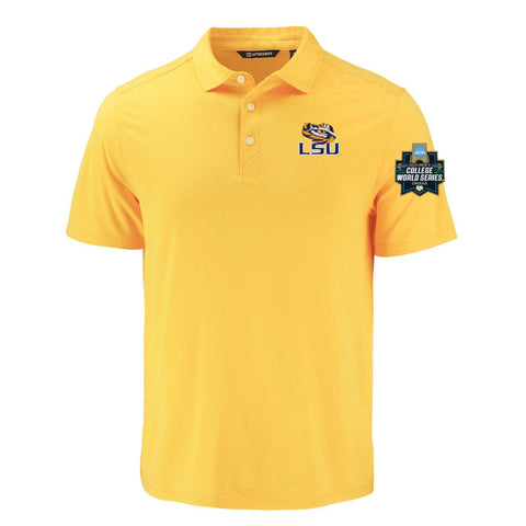 NCAA Mens College World Series 2025 LSU Tigers College Vault Cutter & Buck Virtue Eco Pique Recycled Mens Polo
