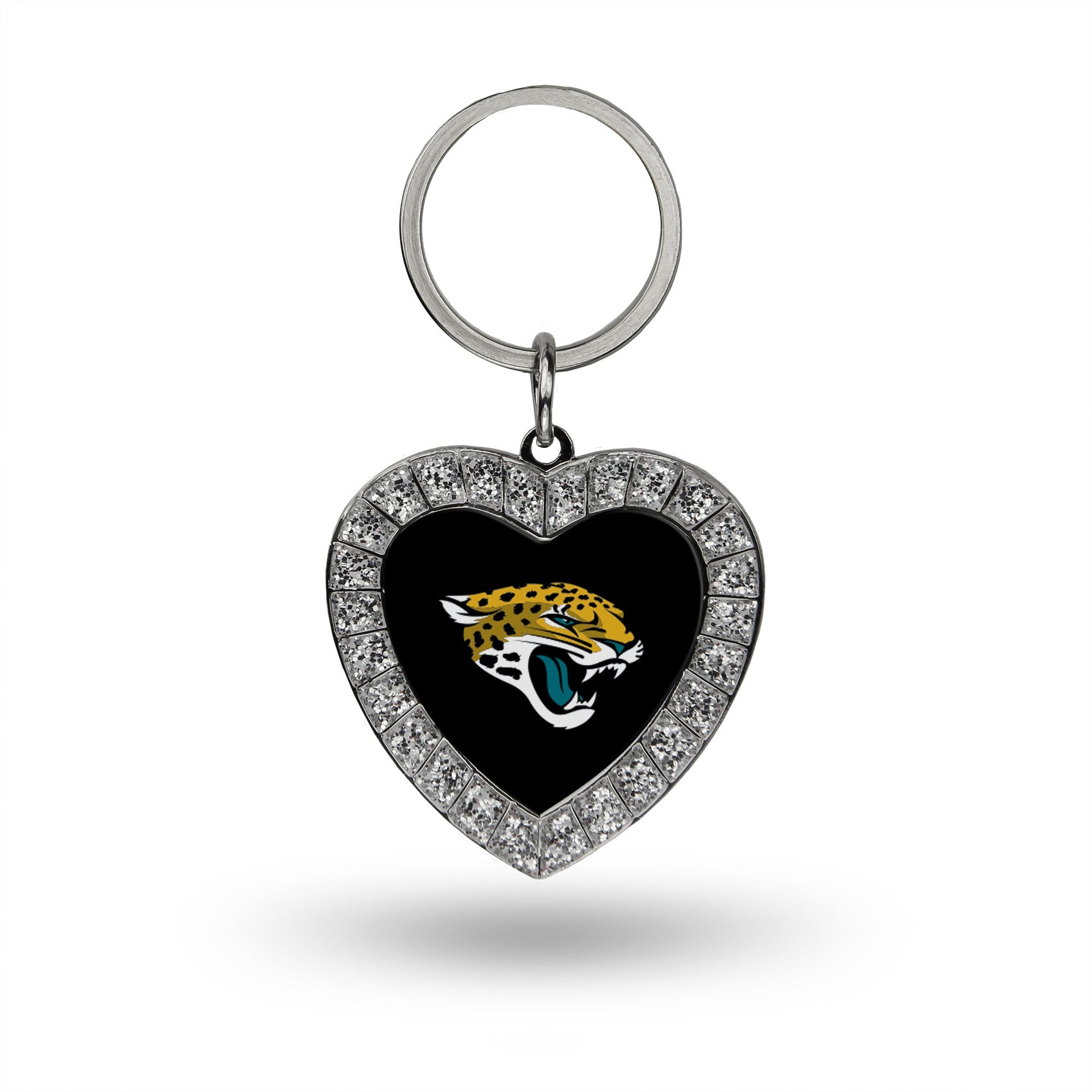 NFL Jaguars Rhinestone Heart Keychain