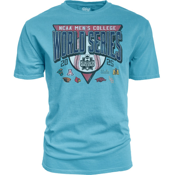 NCAA Mens College World Series 2025 8 Team Mound Visit Soft Skyblu T-Shirt