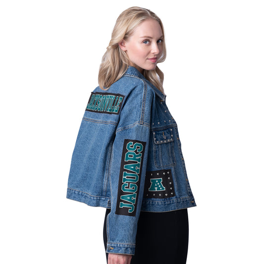 Women's G-III 4Her by Carl Banks Jacksonville Jaguars First Finish Medium Denim Full-Button Jacket
