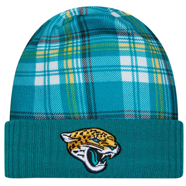 Jacksonville Jaguars New Era Plaid Sideline Statement Cuffed Knit Hat