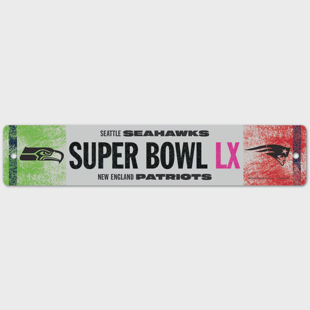 Super Bowl Dueling Street Sign: Patriots vs Seahawks Showdown - officially licensed fan gear