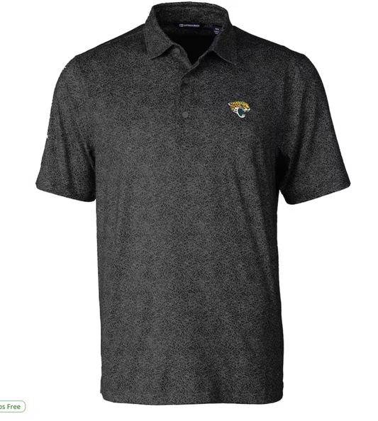 Jacksonville Jaguars Black Pike Constellation Print Stretch Polo Cutter & Buck