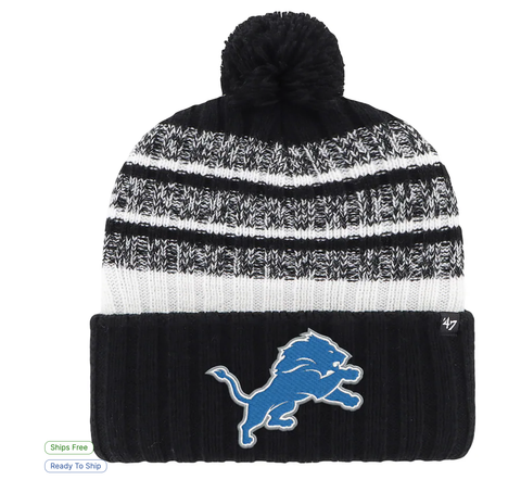 Detroit Lions '47 Tavern Cuffed Knit Hat with Pom - Black