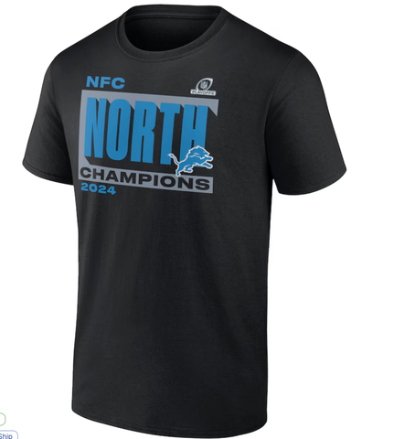 Detroit Lions Fanatics 2024 NFC North Division Champions Conquer T-Shirt - Black