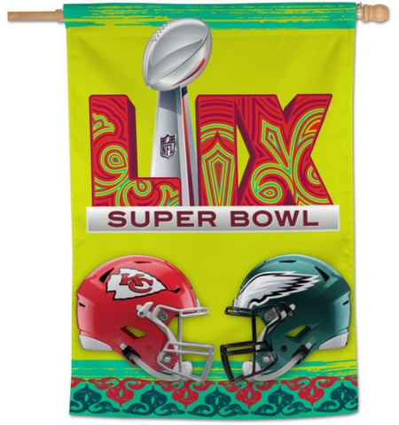 Philadelphia Eagles vs Kansas City Chiefs Super Bowl Dueling Vertical Flag - 28X40