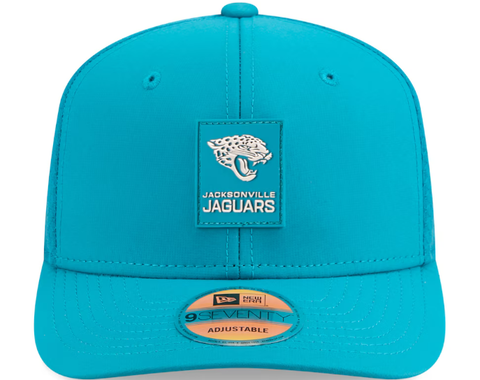 Jacksonville Jaguars New Era Teal 2025 Sideline 9SEVENTY Trucker Adjustable Hat