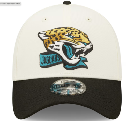 Jacksonville Jaguars 2022 Sideline 39THIRTY 2-Tone  Cream/Black Flex Hat