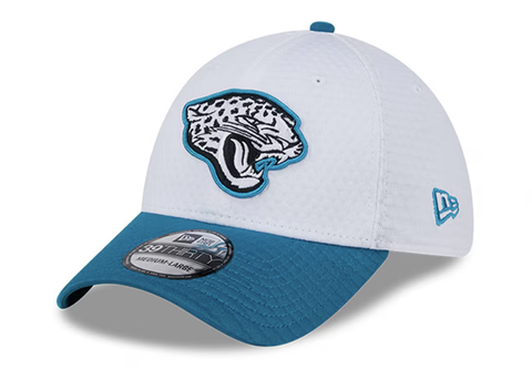 Jacksonville Jaguars New Era 2024 NFL Training Camp 39THIRTY Flex Hat - White/Teal