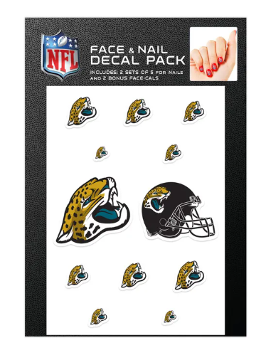 Jacksonville Jaguars Wincraft Face and Nail Decal Pack - officially licensed fan gear