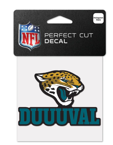 Jacksonville Jaguars Wincraft Duuval Slogan Perfect Cut Decal 4" X 4" - officially licensed fan gear