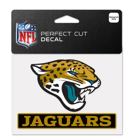 Jacksonville Jaguars Wincraft "Jaguars" Perfect Cut Decal 4.5" X 5.75" - officially licensed fan gear
