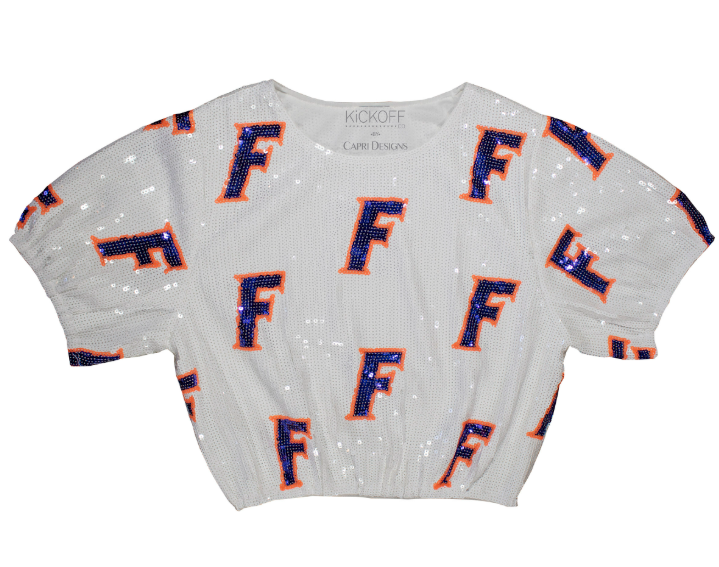 University of Florida Gators Ladies Sequins Repeater Crop Top - officially licensed fan gear