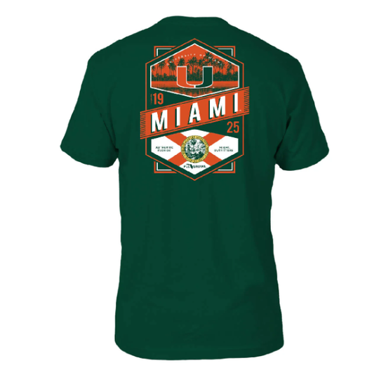 Miami Hurricanes Double Diamond Chest Tee
